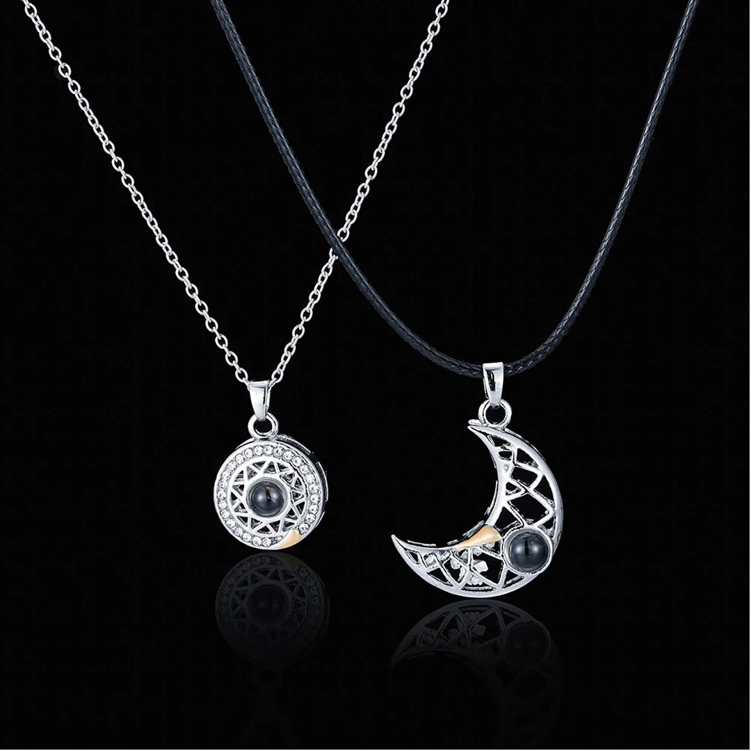 Moon & Sun Matching Couple Necklace Set – Eternal Bond Collection
