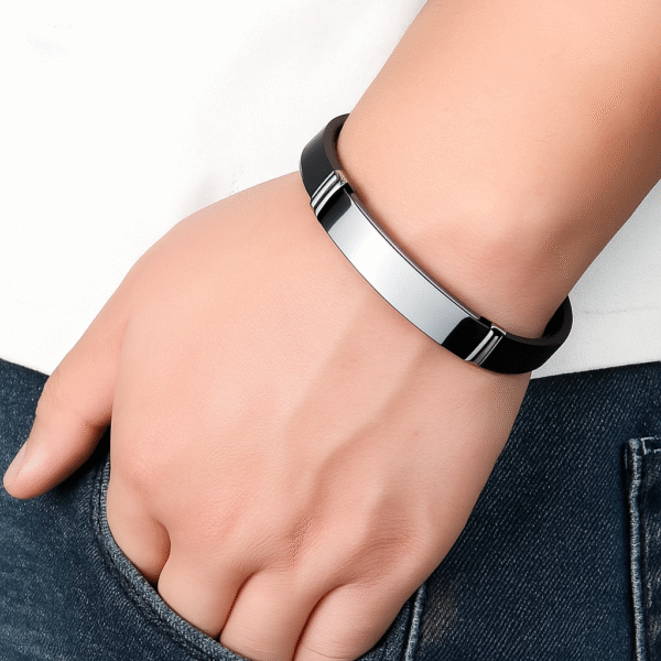 Premium Men's Black Silicone Bracele – Modern & Elegant Design