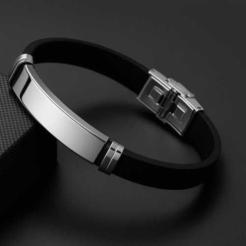 Premium Men's Black Silicone Bracele – Modern & Elegant Design