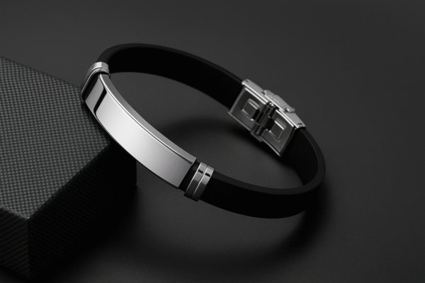 Premium Men's Black Silicone Bracele – Modern & Elegant Design