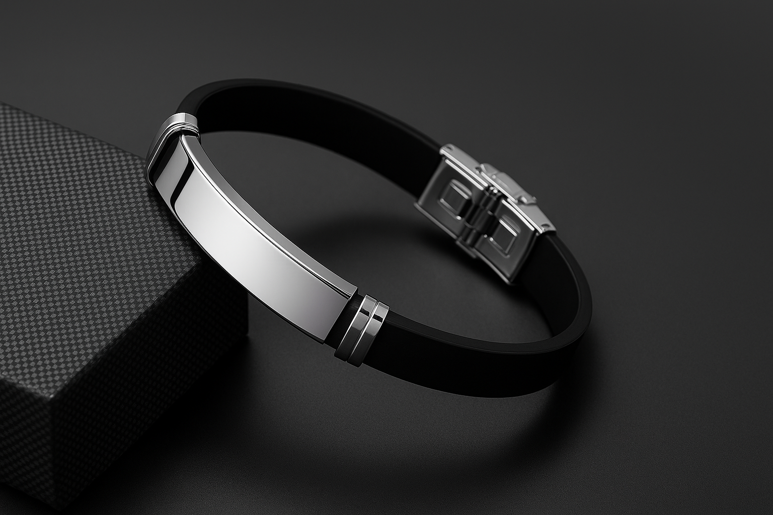 Premium Men’s Black Silicone Bracele – Modern & Elegant Design