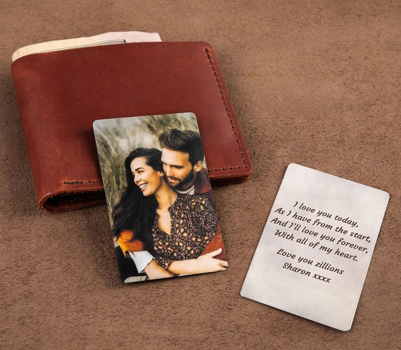 Personalized Wallet Card for Couples – Engraved Message Gift